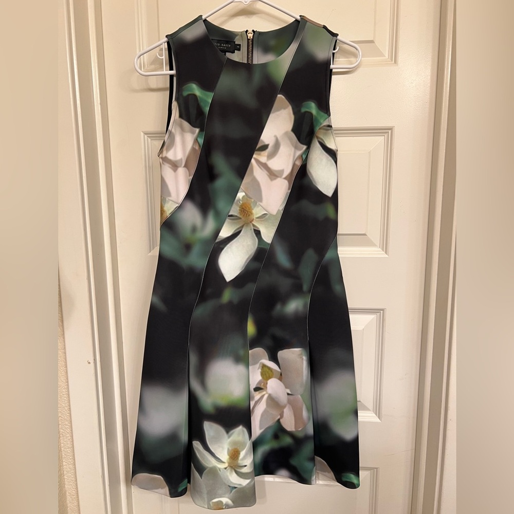 Ted Baker Maggnie Floral Print Neoprene Skater Dress, Women's Size 2 - Picture 4 of 7